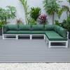 Leisuremod Chelsea 6-Piece Patio Sectional White Aluminum With Green Cushions CSW-6G